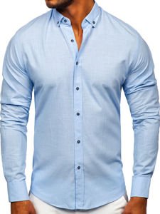 Camisa de algodón manga larga para hombre celeste Bolf 20701