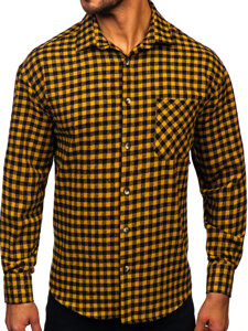 Camisa de franela a cuadros de manga larga para hombre camel Bolf 2025-2