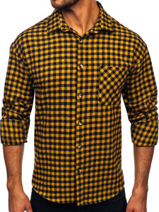 Camisa de franela a cuadros de manga larga para hombre camel Bolf 2025-2