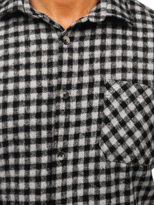 Camisa de franela a cuadros de manga larga para hombre gris Bolf 2025-2