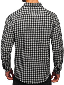 Camisa de franela a cuadros de manga larga para hombre gris Bolf 2025-2