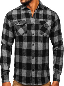 Camisa de franela a manga larga para hombre color grafito Bolf 20723