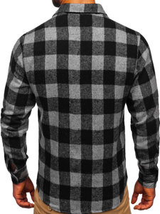 Camisa de franela a manga larga para hombre color grafito Bolf 20723