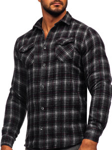 Camisa de franela a manga larga para hombre color grafito Bolf 20731-2