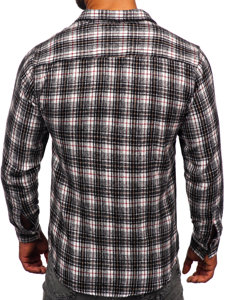 Camisa de franela a manga larga para hombre color negro y blanco Bolf 20731-2