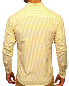 Camisa de hombre a rayas con manga larga color amarillo Bolf 20704