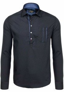 Camisa de hombre con mangas largas negra Bolf 5791