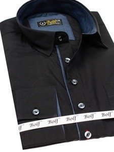 Camisa de hombre con mangas largas negra Bolf 5791