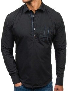 Camisa de hombre con mangas largas negra Bolf 5791