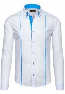 Camisa de hombre elegante con mangas largas blanca Bolf 4744