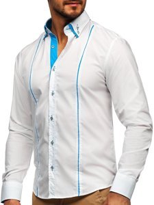 Camisa de hombre elegante con mangas largas blanca Bolf 4744