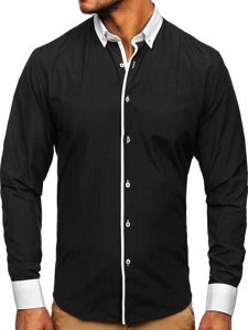 Camisa de hombre elegante con mangas largas negra Bolf 2782