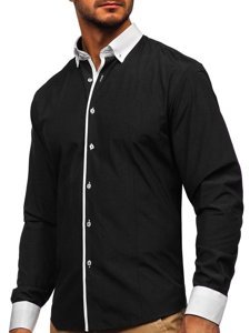 Camisa de hombre elegante con mangas largas negra Bolf 2782