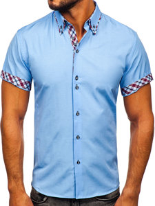 Camisa de manga corta para hombre azul claro Bolf 6540