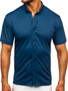 Camisa de manga corta para hombre azul oscuro Bolf 2005