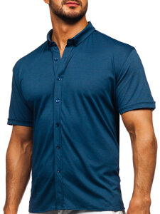 Camisa de manga corta para hombre azul oscuro Bolf 2005