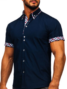 Camisa de manga corta para hombre azul oscuro Bolf 6540