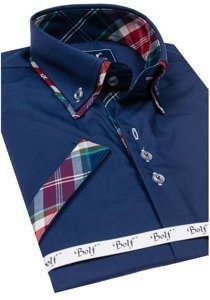 Camisa de manga corta para hombre azul oscuro Bolf 6540