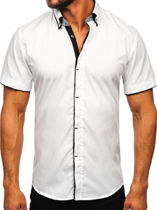 Camisa de manga corta para hombre blanco Bolf 19602