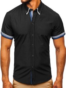 Camisa de manga corta para hombre negra Bolf 2911