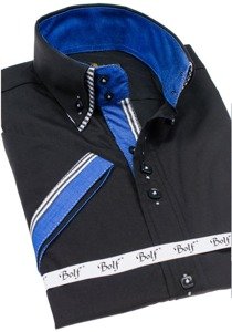 Camisa de manga corta para hombre negra Bolf 2911