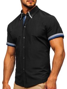 Camisa de manga corta para hombre negra Bolf 2911