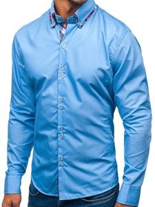 Camisa de manga larga elegante para hombre azul celeste Bolf 2712