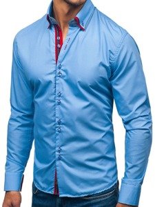 Camisa de manga larga elegante para hombre azul celeste Bolf 2785