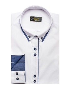 Camisa de manga larga elegante para hombre blanca Bolf 8823