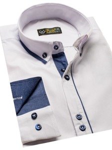 Camisa de manga larga elegante para hombre blanca Bolf 8823