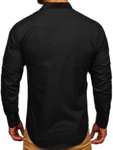 Camisa de manga larga elegante para hombre negra Bolf 3713