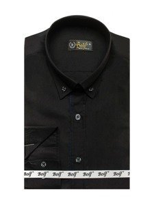 Camisa de manga larga elegante para hombre negra Bolf 3713