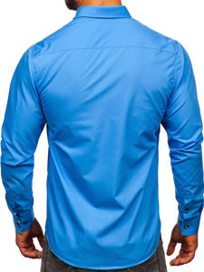 Camisa de manga larga para hombre azul Bolf 3762