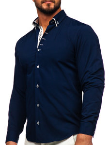 Camisa de manga larga para hombre azul oscuro Bolf 3762