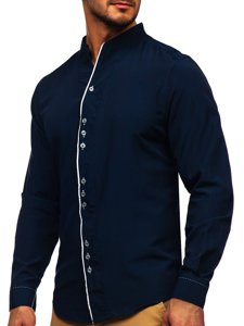 Camisa de manga larga para hombre azul oscuro Bolf 5720