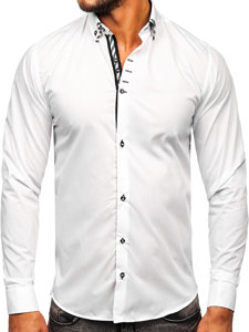 Camisa de manga larga para hombre blanco Bolf 3762