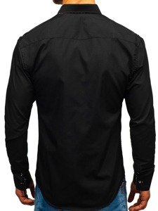 Camisa de manga larga para hombre negra Bolf 3707