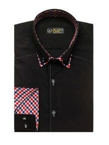 Camisa de manga larga para hombre negra Bolf 3707