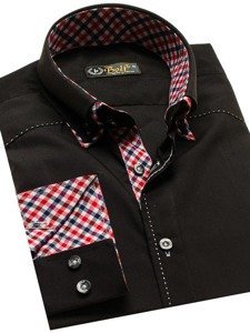 Camisa de manga larga para hombre negra Bolf 3707