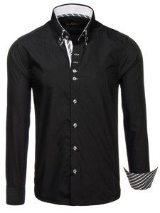 Camisa de manga larga para hombre negra Bolf 3762