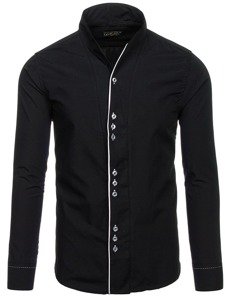 Camisa de manga larga para hombre negro Bolf 5720