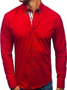 Camisa de manga larga roja para hombre Bolf 3762