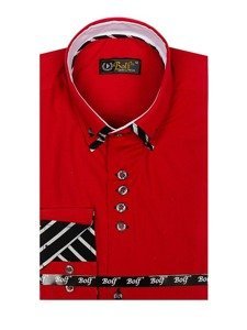 Camisa de manga larga roja para hombre Bolf 3762