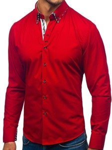 Camisa de manga larga roja para hombre Bolf 3762