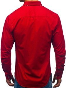 Camisa de manga larga roja para hombre Bolf 3762