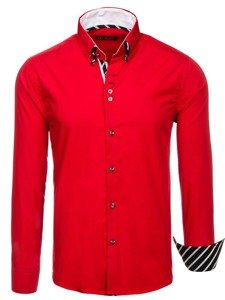 Camisa de manga larga roja para hombre Bolf 3762