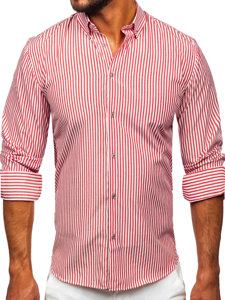 Camisa de rayas de manga larga para hombre coral Bolf 22731