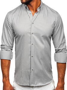 Camisa de rayas de manga larga para hombre grafito Bolf 22731