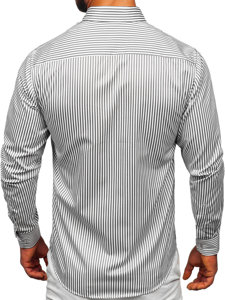 Camisa de rayas de manga larga para hombre gris Bolf 22731