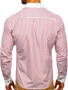 Camisa de rayas de manga larga para hombre roja Bolf 9713